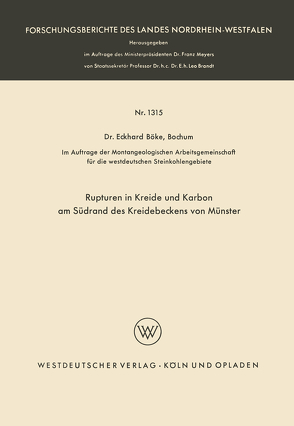 Rupturen in Kreide und Karbon am Südrand des Kreidebeckens von Münster von Böke,  Eckhard