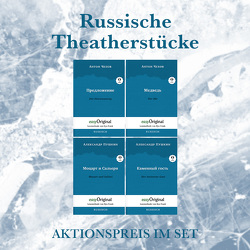 Russische Theaterstücke (Bücher + 4 Audio-CDs) – Lesemethode von Ilya Frank von Frank,  Ilya, Heiß,  Jana, Lederer,  Nicholas, Puschkin,  Alexander, Schatz,  Maximilian, Tschechow,  Anton Pawlowitsch