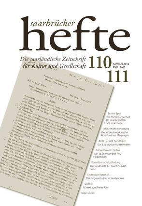 Saarbrücker Hefte 110/111 von Verein Saarbrücker Hefte e.V.