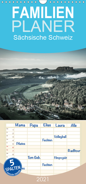 Sächsische Schweiz – Familienplaner hoch (Wandkalender 2021 , 21 cm x 45 cm, hoch) von Kirsch,  Gunter