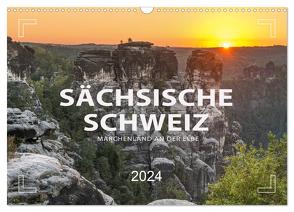 SÄCHSISCHE SCHWEIZ – Märchenland an der Elbe (Wandkalender 2024 DIN A3 quer), CALVENDO Monatskalender von Weigt,  Mario