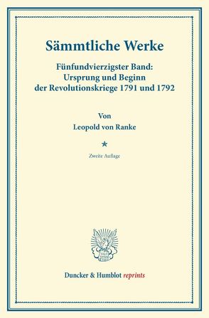 Sämmtliche Werke. von Ranke,  Leopold Von