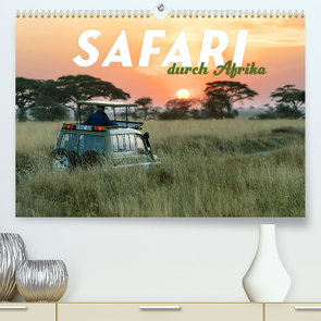 Safari durch Afrika (hochwertiger Premium Wandkalender 2024 DIN A2 quer), Kunstdruck in Hochglanz von Monkey,  Happy