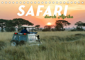 Safari durch Afrika (Tischkalender 2024 DIN A5 quer) von Monkey,  Happy