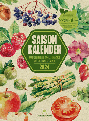 Saisonkalender – Obst & Gemüse – Graspapier-Kalender 2024