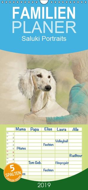 Saluki Portraits – Familienplaner hoch (Wandkalender 2019 , 21 cm x 45 cm, hoch) von Redecker,  Andrea