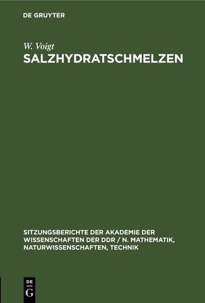 Salzhydratschmelzen von Emons,  H.-H., Fanghänel,  Th., Naumann,  R., Voigt,  W.