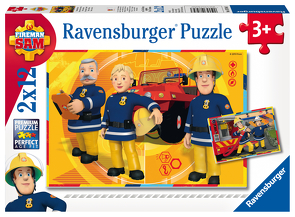 Ravensburger Kinderpuzzle – 07584 Sam im Einsatz – Puzzle für Kinder ab 3 Jahren, Feuerwehrmann Sam Puzzle mit 2×12 Teilen