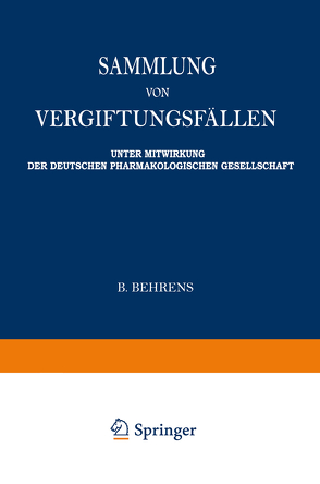 Sammlung von vergiftungsfällen von Fühner,  Wieland