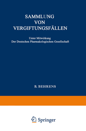 Sammlung von Vergiftungsfällen von Fühner,  Wieland