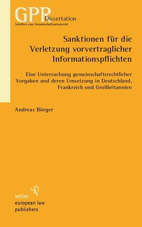 Sanktionen für die Verletzung vorvertraglicher Informationspflichten von Börger,  Andreas