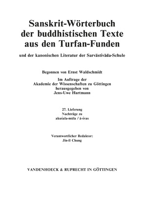 Sanskrit-Wörterbuch der buddhistischen Texte aus den Turfan-Funden. Lieferung 27 von Hartmann,  Jens-Uwe