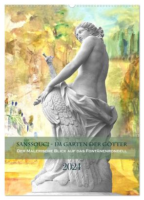 Sanssouci – Im Garten der Götter. Der malerische Blick auf das Fontänenrondell (Wandkalender 2024 DIN A2 hoch), CALVENDO Monatskalender von Maria Kessler,  Petra