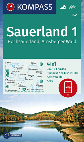 KOMPASS Wanderkarte Sauerland 1, Hochsauerland, Arnsberger Wald von KOMPASS-Karten GmbH