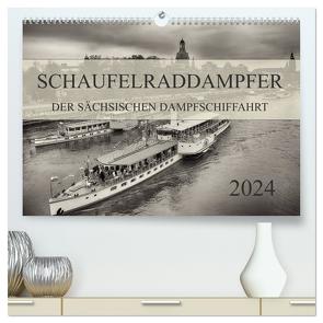 Schaufelraddampfer der Sächsischen Dampfschiffahrt (hochwertiger Premium Wandkalender 2024 DIN A2 quer), Kunstdruck in Hochglanz von Meutzner,  Dirk