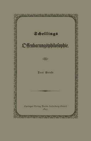 Schellings Offenbarungsphilosophie von Springer,  Julius