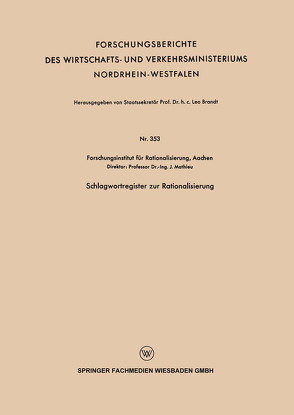 Schlagwortregister zur Rationalisierung von Mathieu,  J.