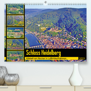 Schloss Heidelberg – Altstadt am Neckar in Luftbildaufnahmen (Premium, hochwertiger DIN A2 Wandkalender 2021, Kunstdruck in Hochglanz) von Liepke,  Claus