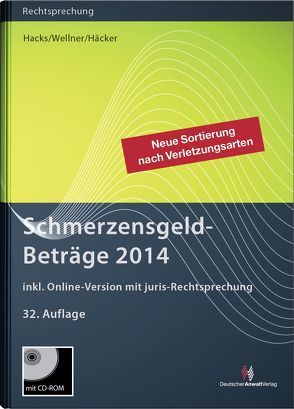 SchmerzensgeldBeträge 2014 (Buch mit CD-ROM plus Online-Zugang) von Häcker,  Frank, Hacks,  Susanne, Wellner,  Wolfgang