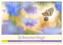 Schmetterlinge in zauberhaften Blumenwiesen (Tischkalender 2024 DIN A5 quer), CALVENDO Monatskalender von Petzl,  Perdita