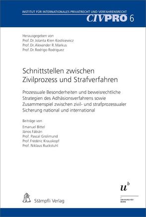 Schnittstellen zwischen Zivilprozess und Strafverfahren von Bittel,  Emanuel, Fábián,  János, Grolimund,  Pascal, Krauskopf,  Frédéric, Kren Kostkiewicz,  Jalanta, Markus,  Alexander R., Rodriguez,  Rodrigo, Ruckstuhl,  Niklaus