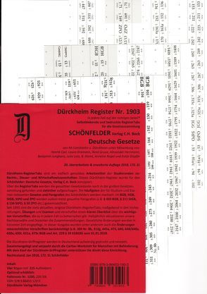 SCHÖNFELDER Dürckheim-Griffregister Nr. 1903 (2018/172.EL) von Alexander,  Herrmann, Dürckheim,  Constantin, Gramann,  Laura, Grusa,  René, Junghans,  Benjamin, Klemt,  B., Lotz,  Julia, Rogel,  Annette, Stopfer,  Katja