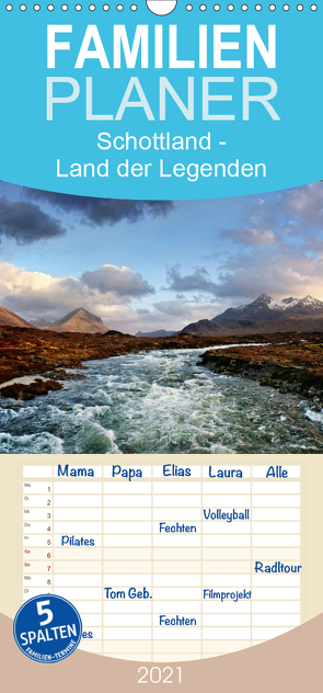 Schottland – Land der Legenden – Familienplaner hoch (Wandkalender 2021 , 21 cm x 45 cm, hoch) von Cross,  Martina