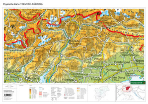 Schreibtischunterlage DUO, Schulhandkarte Südtirol-Trentino 1:450.000