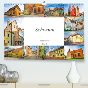 Schwaan Impressionen (Premium, hochwertiger DIN A2 Wandkalender 2022, Kunstdruck in Hochglanz) von Meutzner,  Dirk