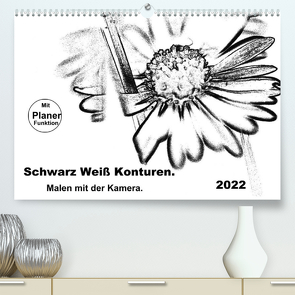 Schwarz Weiß Konturen. Malen mit der Kamera. (Premium, hochwertiger DIN A2 Wandkalender 2022, Kunstdruck in Hochglanz) von Gaudig,  Marlise