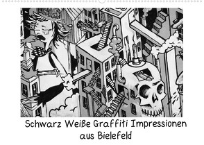 Schwarz Weiße Graffiti Impressionen aus Bielefeld (Wandkalender 2022 DIN A2 quer) von Schwarzer,  Kurt