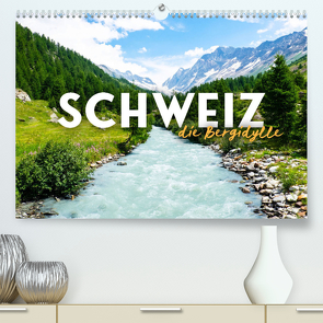 Schweiz – die Bergidylle (Premium, hochwertiger DIN A2 Wandkalender 2024, Kunstdruck in Hochglanz) von Monkey,  Happy