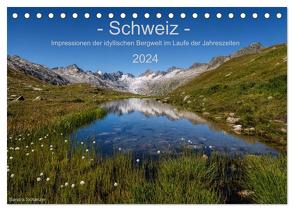 Schweiz – Impressionen der idyllischen Bergwelt im Laufe der Jahreszeiten (Tischkalender 2024 DIN A5 quer), CALVENDO Monatskalender von Schaenzer,  Sandra