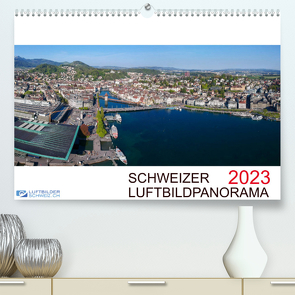 Schweizer Luftbildpanorama 2023CH-Version (Premium, hochwertiger DIN A2 Wandkalender 2023, Kunstdruck in Hochglanz) von Luftbildkalender.ch, Rühle,  André, Schellenberg,  Roman