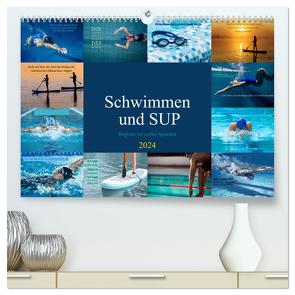 Schwimmen und SUP Begleitet mit coolen Sprüchen (hochwertiger Premium Wandkalender 2024 DIN A2 quer), Kunstdruck in Hochglanz von Michel,  Susan