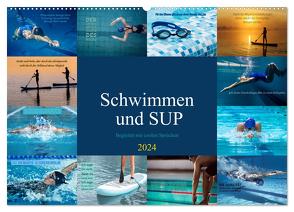 Schwimmen und SUP Begleitet mit coolen Sprüchen (Wandkalender 2024 DIN A2 quer), CALVENDO Monatskalender von Michel,  Susan