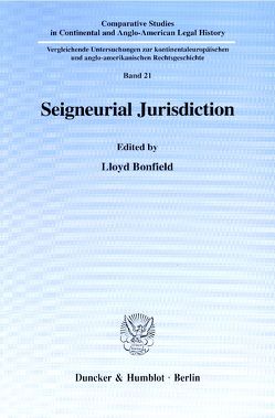 Seigneurial Jurisdiction. von Bonfield,  Lloyd