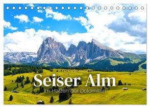 Seiser Alm – Im Herzen der Dolomiten. (Tischkalender 2024 DIN A5 quer), CALVENDO Monatskalender von Monkey,  Happy