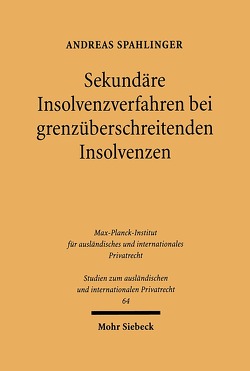 Sekundäre Insolvenzverfahren bei grenzüberschreitenden Insolvenzen von Spahlinger,  Andreas