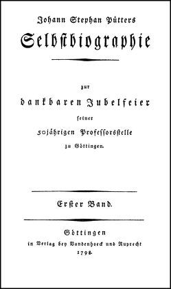 Selbstbiographie von Pütter,  Johann Stephan