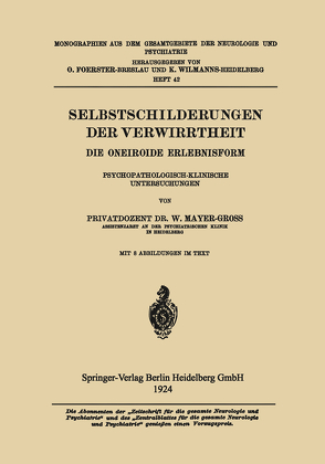 Selbstschilderungen der Verwirrtheit von Mayer-Groß,  Wilhelm