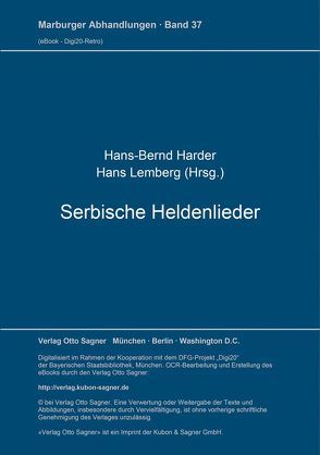 Serbische Heldenlieder von Harder,  Hans-Bernd, Lemberg,  Hans