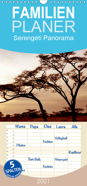 Serengeti Panorama – Familienplaner hoch (Wandkalender 2021 , 21 cm x 45 cm, hoch) von visuell photography,  studio