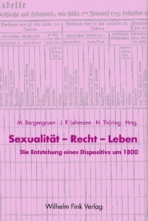 Sexualität – Recht – Leben von Berg,  Gunhild, Bergengruen,  Maximilian, Binczek,  Natalie, Brandt,  Reinhard, Gamper,  Michael, Hoorn,  Tanja van, Lehmann,  Hartmut, Lehmann,  Johannes F., Niehaus,  Michael, Thums,  Barbara, Thüring,  Hubert, Weder,  Christine