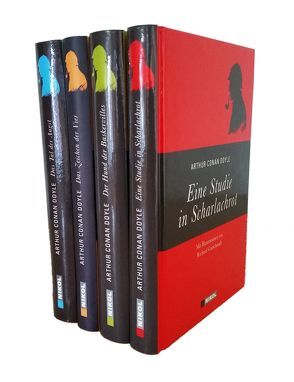 Sherlock Holmes (vier Romane) – Eine Studie in Scharlachrot – Der Hund der Baskervilles – Das Zeichen der Vier – Das Tal der Angst von Doyle,  Arthur Conan