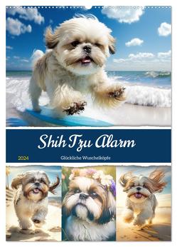 Shih Tzu Alarm. Glückliche Wuschelköpfe (Wandkalender 2024 DIN A2 hoch), CALVENDO Monatskalender von Hurley,  Rose