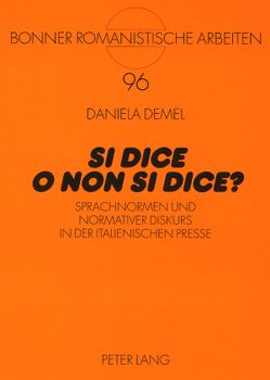 «Si dice o non si dice?» von Demel,  Daniela