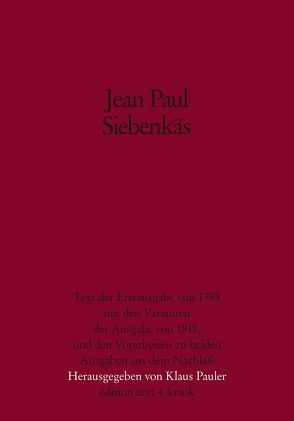 Siebenkäs von Jean Paul,  Jean Paul, Pauler,  Klaus