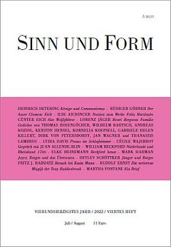 Sinn und Form 4/2022 von Aichinger,  Ilse, Allende-Blin,  Juan, Bartsch,  Wilhelm, Beckford,  William, Davis,  Lydia, Detering,  Heinrich, Eich,  Günter, Ernst,  Rudolf, Fontane,  Martha, Görner,  Rüdiger, Harman,  Mark, Heinemann,  Elke, Hensel,  Kerstin, Jaeger,  Lorenz, Killert,  Gabriele Helen, Koepsell,  Kornelia, Koziol,  Andreas, Lambrou,  Thanassis, Petersdorff,  Dirk von, Raddatz,  Fritz J., Rosenlöcher,  Thomas, Schöttker,  Detlev, Wagner,  Jan, Wajsbrot,  Cécile