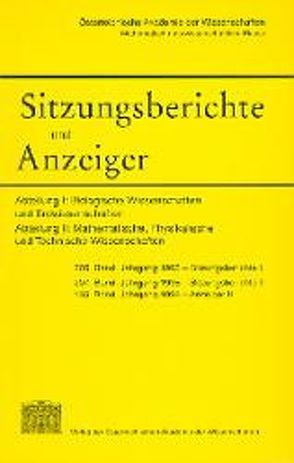 Sitzungsbericht und Anzeiger der Mathematisch-naturwissenschaftlichen Klasse / Sitzungsbericht und Anzeiger der Mathematisch-naturwissenschaftlichen Klasse